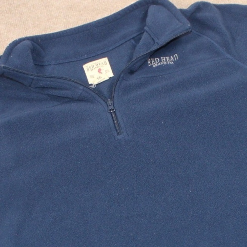 Red Head Brand Co Men XL Navy Blue Quarter Zip Fleece Pullover Sweater Mock Neck
